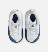 Air Jordan 12 Retro French Blue Infant Toddler Lifestyle Shoe - White/French Blue/Metallic Silver/Varsity Red