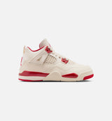 Air Jordan 4 Retro Valentines Day Preschool Lifestyle Shoe - Pale Ivory/Sierra Red/Tough Red