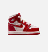 Air Jordan 1 Retro High OG University Red And Light Soft Pink Infant Toddler Lifestyle Shoe - University Red/Metallic Silver