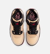 Air Jordan 4 Retro Grade School Lifestyle Shoe - Sesame/Fire Red/Black/White