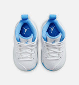 Air Jordan 12 Retro White and University Blue Infant Toddler Lifestyle Shoe - White/University Blue/Metallic Silver
