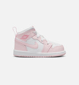 Air Jordan 1 Mid Infant Toddler Lifestyle Shoe - Pink Foam/Fire Red/White