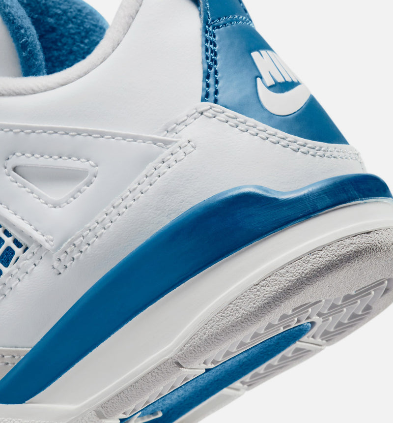 Air Jordan 4 Retro Industrial Blue Preschool Lifestyle Shoe - Off White/Industrial Blue/Neutral Grey