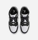 Air Jordan 1 Mid Grade School Lifestyle Shoe - White/Light Smoke Grey/Black
