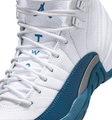 Air Jordan 12 Retro French Blue Grade School Lifestyle Shoe - White/French Blue/Metallic Silver/Varsity Red