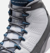 Air Jordan 9 Retro Flint Grey and French Blue Grade School Lifestyle Shoe - White/French Blue/Flint Grey
