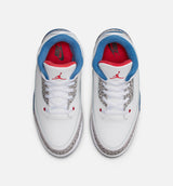 Air Jordan 3 Retro OG True Blue Preschool Lifestyle Shoe - White/Fire Red/True Blue Free Shipping