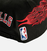 Chicago Bulls Flames 9Fifty Snapback Mens Hat - Black/Red