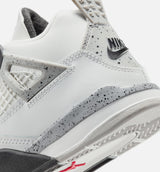 Air Jordan 4 Retro White Cement Preschool Lifestyle Shoe - Summit White/Fire Red/Cement Grey/Black