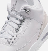 Air Jordan 3 Retro White And Silver Mens Lifestyle Shoe - White/Metallic Silver Free Shipping