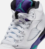 Air Jordan 5 Retro Grape Grade School Lifestyle Shoe - White/New Emerald/Grape Ice/Black