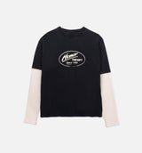 Just Be Mens Long Sleeve Shirt - Black/White