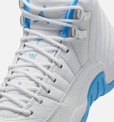 Air Jordan 12 Retro White and University Blue Grade School Lifestyle Shoe - White/University Blue/Metallic Silver