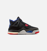 Air Jordan 4 Retro Rare Air Preschool Lifestyle Shoe - Black/Fire Red/Deep Royal Blue