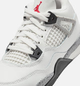 Air Jordan 4 Retro White Cement Preschool Lifestyle Shoe - Summit White/Fire Red/Cement Grey/Black