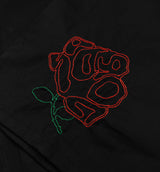 Roses Woven Button Up Womens Short Sleeve Shirt - Black/Red