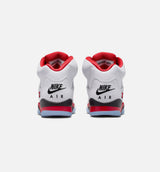 Air Jordan 5 Retro Fire Red Grade School Lifestyle Shoe - White/Fire Red/Black