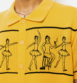 Ballet Polo Sweater Mustard Mens Short Sleeve Shirt - Yellow