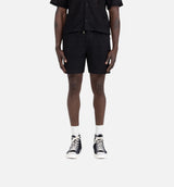Pointelle Crochet Knit Mens Short - Black