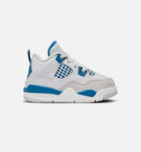 Air Jordan 4 Retro Military Blue Infant Toddler Lifestyle Shoe - Off White/Military Blue/Neutral Grey