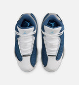 Air Jordan 13 Retro Navy And Flint Grey Preschool Lifestyle Shoe - Navy/University Blue/Flint Grey/White Free Shipping