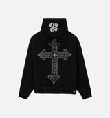 Biblical All Over Print Washed Mens Hoodie (Black/White)