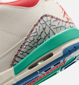 Air Jordan 3 Retro Play Your Way Grade School Lifestyle Shoe - Chalk/Track Red/True Blue/Kinetic Green Free Shipping