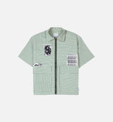3 Panel Zip Up Work Mens Short Sleeve Shirt - Dijon
