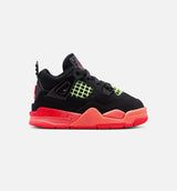 Air Jordan 4 Retro Black Infrared 23 Infant Toddler Lifestyle Shoe - Black/Infrared 23/Bright Mango Free Shipping