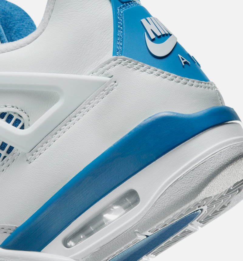 Air Jordan 4 Retro Industrial Blue Grade School Lifestyle Shoe - Off White/Industrial Blue/Neutral Grey