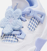 Air Jordan 4 Retro Aluminum Infant Toddler Lifestyle Shoe - White/Aluminum/Blue Tint/Oil Green