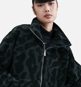 NSW High Pile Cheetah Fleece Zip Up Mens Jacket - Black/Sail