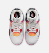 Air Jordan 4 Retro Comic Preschool Lifestyle Shoe - Off White/Fire Pink/Anthracite Free Shipping