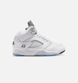 Air Jordan 5 Retro OG White Metallic Preschool Lifestyle Shoe - White/Black/Metallic Silver