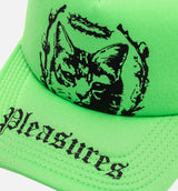 House Cat Trucker Mens Hat - Neon/Green