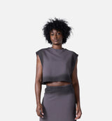 Cropped Spray Muscle Womens Tank Top - Black