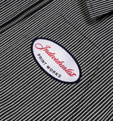 Boxy Striped Work Button Up Mens Short Sleeve Shirt - Black/White