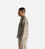 Washed Twill Trucker Mens Jacket - Taupe