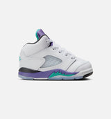 Air Jordan 5 Retro Grape Infant Toddler Lifestyle Shoe - White/New Emerald/Grape Ice/Black