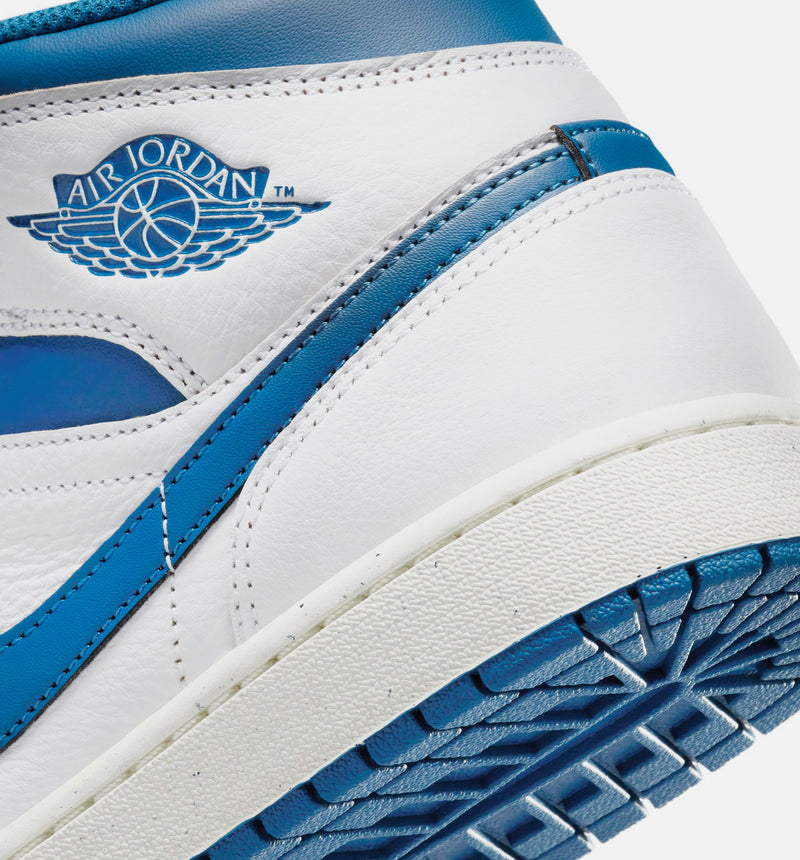 Air Jordan 1 Mid SE Industrial Blue Mens Lifestyle Shoe - White/Industrial Blue/Sail