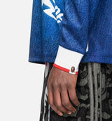 Bape Star Mens Long Sleeve Jersey - Medium Blue Denim