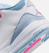 Air Jordan 3 Retro Cobalt Bliss Preschool Lifestyle Shoe - White/Cobalt Bliss/Football Grey/Pink Glow