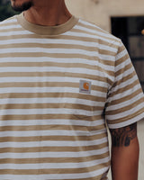 Scotty Pocket Mens Short Sleeve Shirt - White/Brown