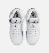 Air Jordan 5 Retro OG White Metallic Grade School Lifestyle Shoe - White/Black/Metallic Silver