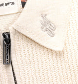 Wavy Knit Polo Mens Long Sleeve - Bone