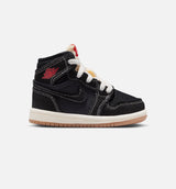 Air Jordan 1 Retro High OG Flight Club Infant Toddler Lifestyle Shoe - Black/Sail/Gum Medium Brown/University Red