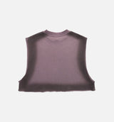 Cropped Spray Muscle Womens Tank Top - Black