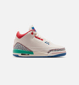 Air Jordan 3 Retro Play Your Way Grade School Lifestyle Shoe - Chalk/Track Red/True Blue/Kinetic Green Free Shipping