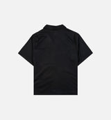 Roses Woven Button Up Womens Short Sleeve Shirt - Black/Red