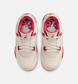 Air Jordan 4 Retro Valentines Day Preschool Lifestyle Shoe - Pale Ivory/Sierra Red/Tough Red